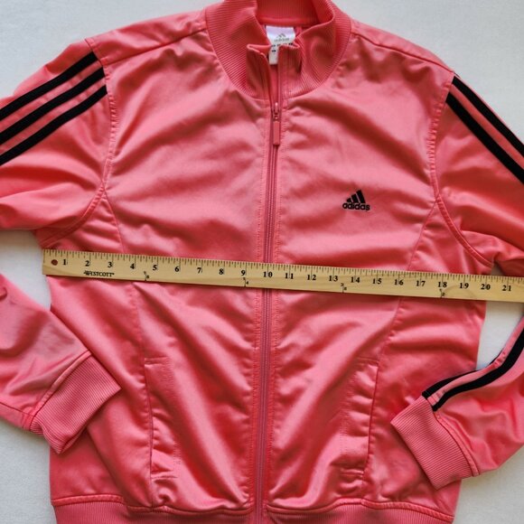 Adidas Peach Pink Full-Zip Track Jacket Stripes Sporty Athletic Glam Feminine - Picture 10 of 11